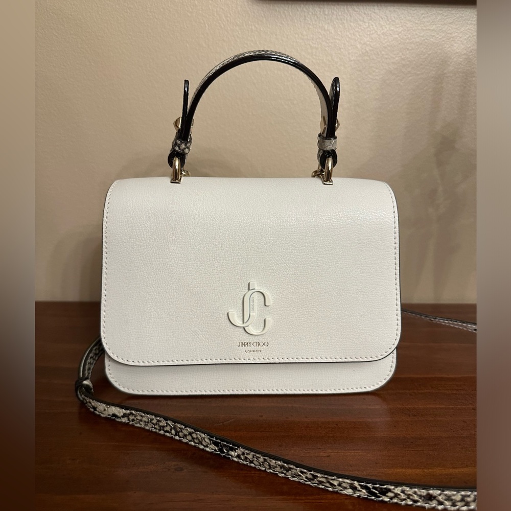 Jimmy Choo top handle white handbag